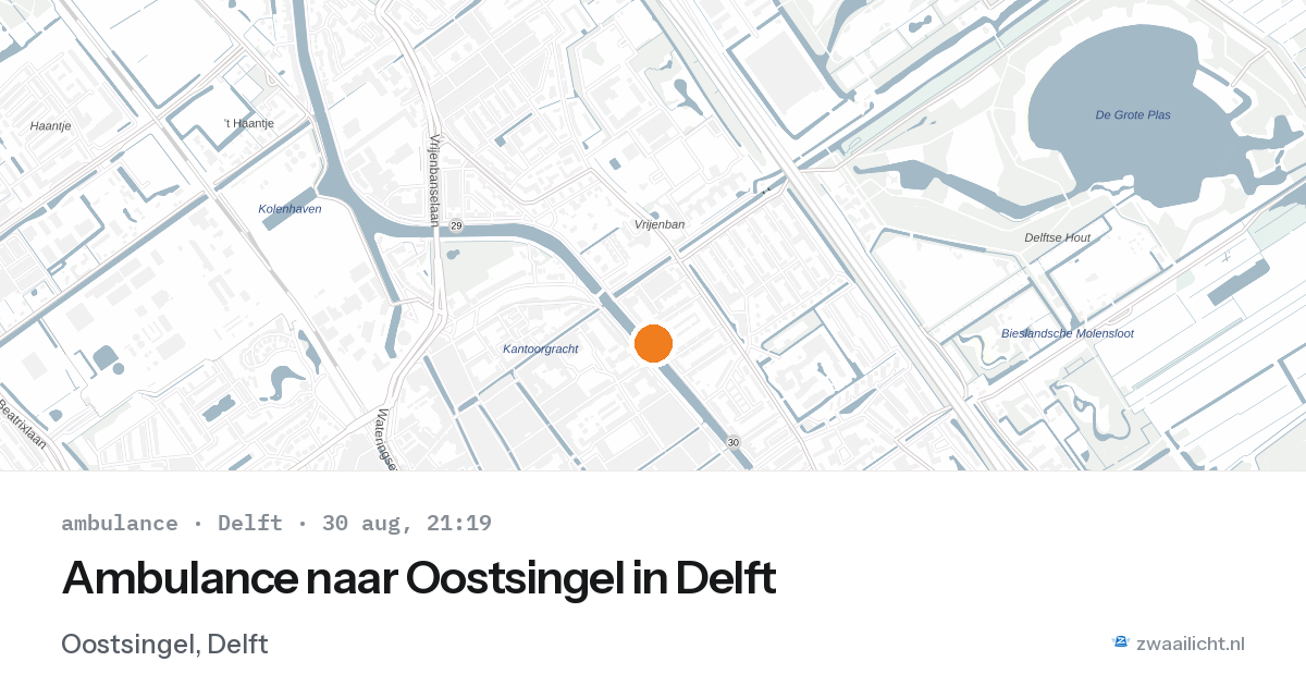 Ambulance naar Oostsingel in Delft — 30 aug 2026
