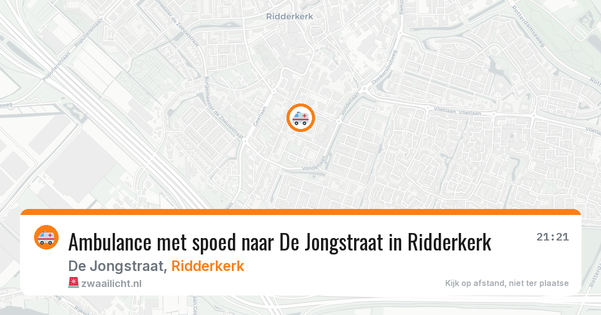 Ambulance met spoed naar De Jongstraat in Ridderkerk — 10 aug 2026