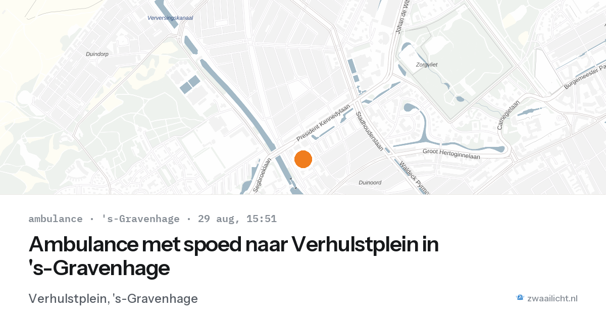 Ambulance met spoed naar Verhulstplein in 's-Gravenhage — 29 aug 2026