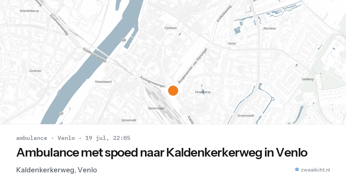 Ambulance met spoed naar Kaldenkerkerweg in Venlo — 19 jul 2026