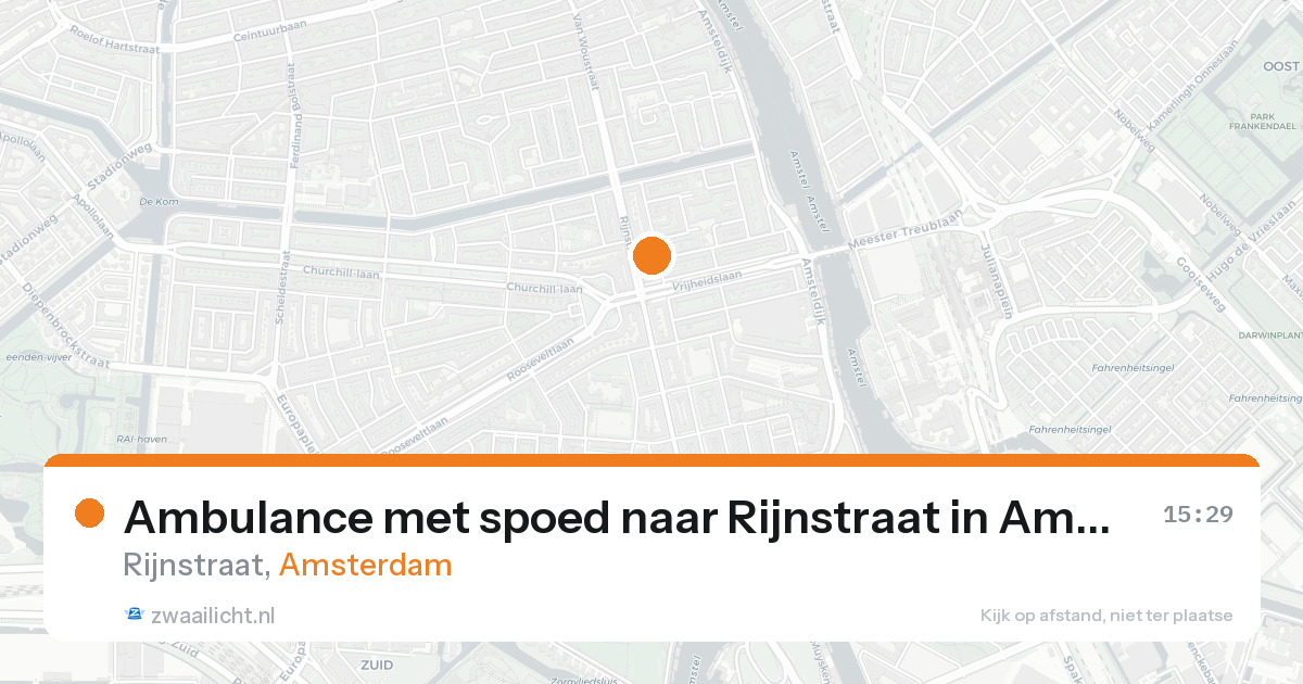 Ambulance met spoed naar Rijnstraat in Amsterdam — 25 aug 2026