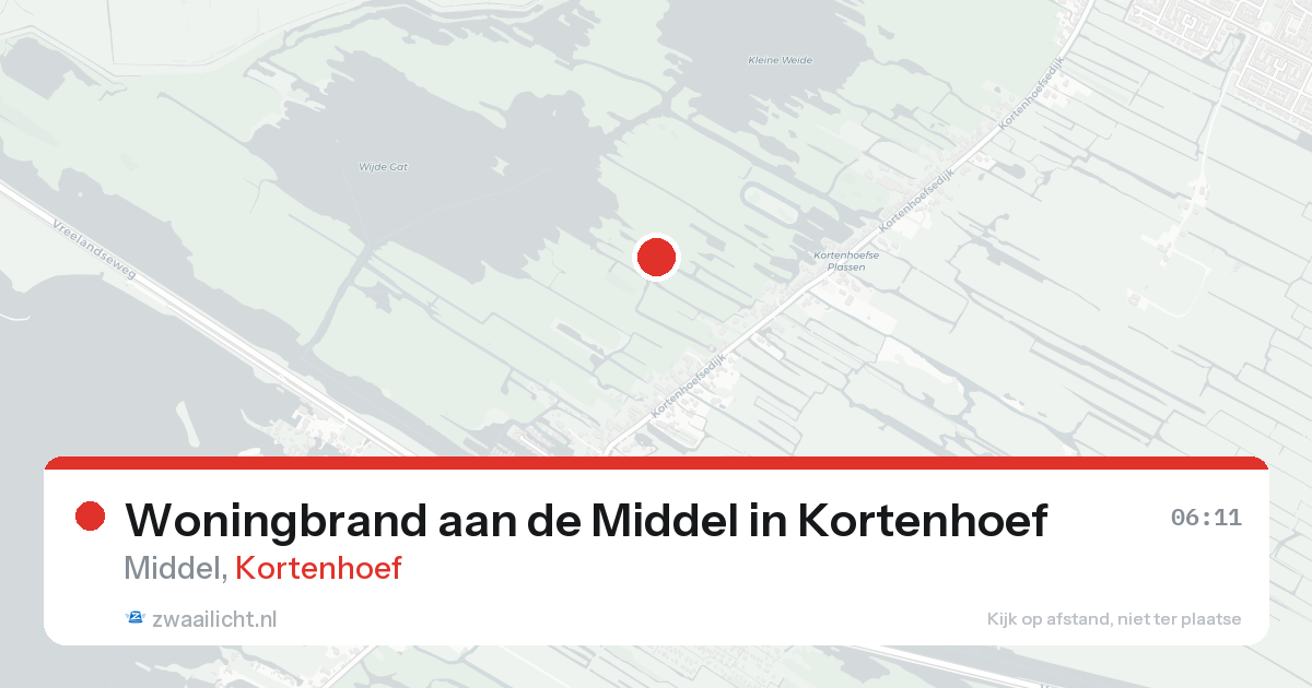Woningbrand aan de Middel in Kortenhoef — 24 aug 2026
