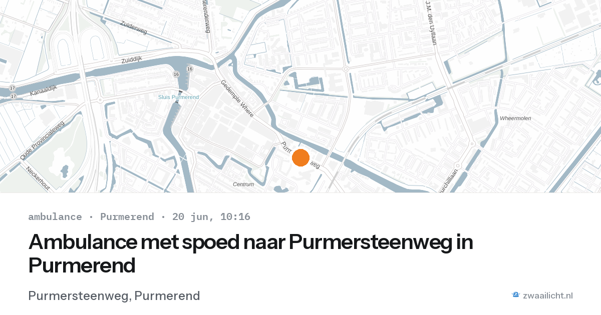 Ambulance met spoed naar Purmersteenweg in Purmerend — 20 jun 2026