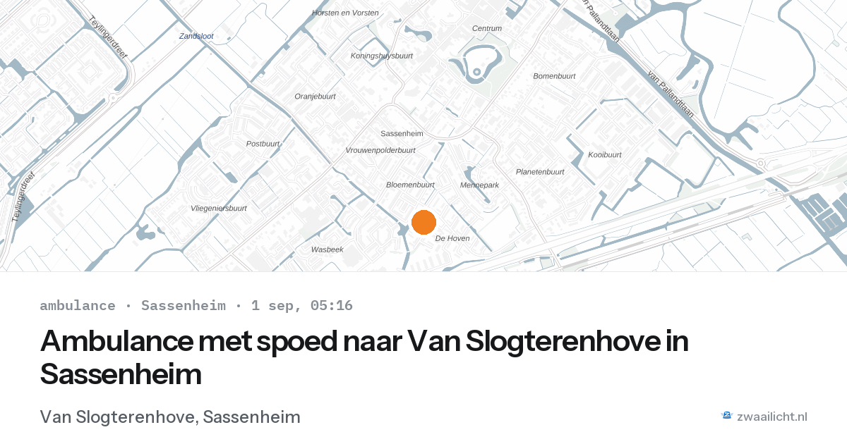 Ambulance met spoed naar Van Slogterenhove in Sassenheim — 1 sep 2026
