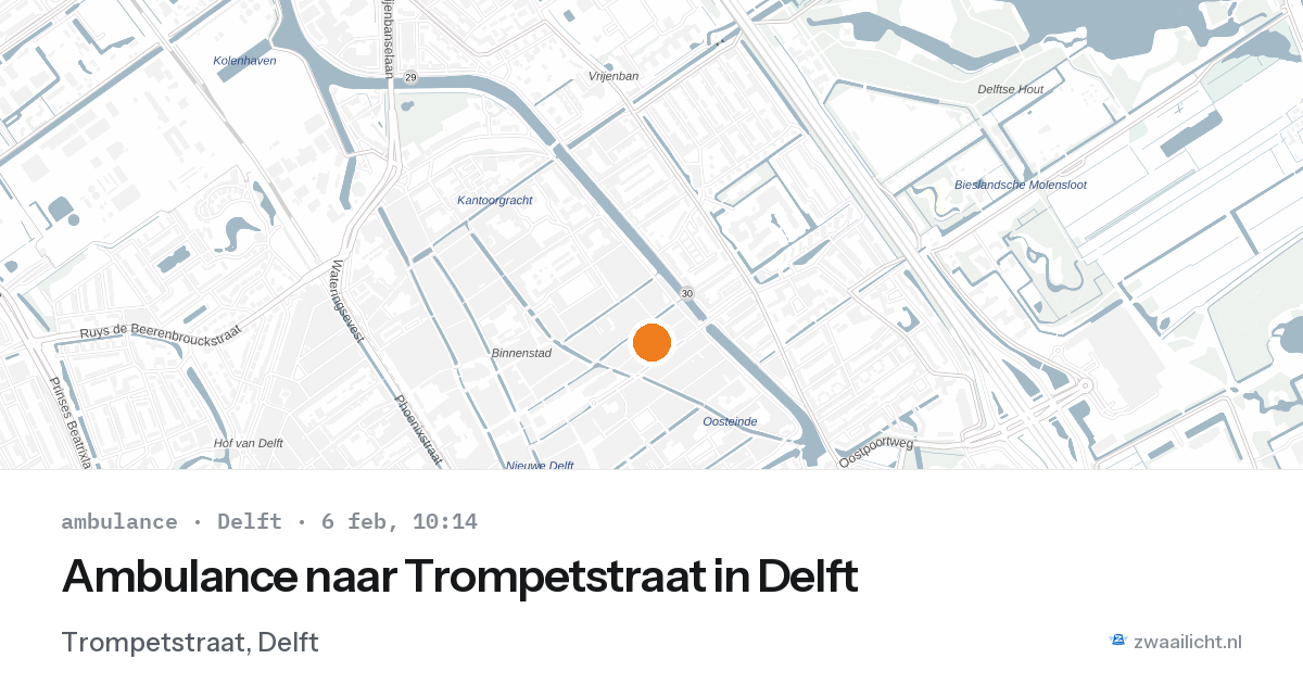 Ambulance naar Trompetstraat in Delft — 6 feb 2026