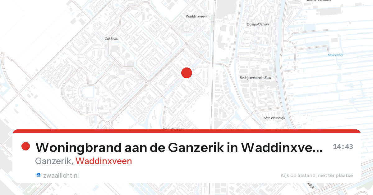 Woningbrand aan de Ganzerik in Waddinxveen — 8 mrt 2026
