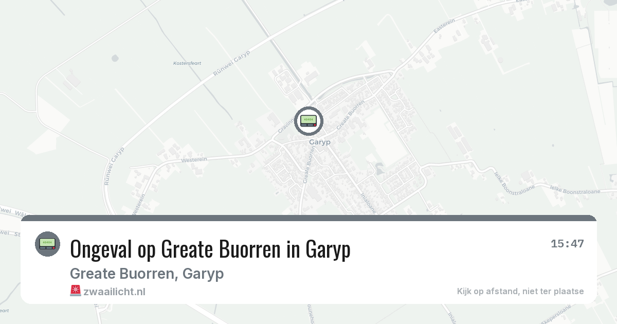 Ongeval op Greate Buorren in Garyp — 21 feb 2026