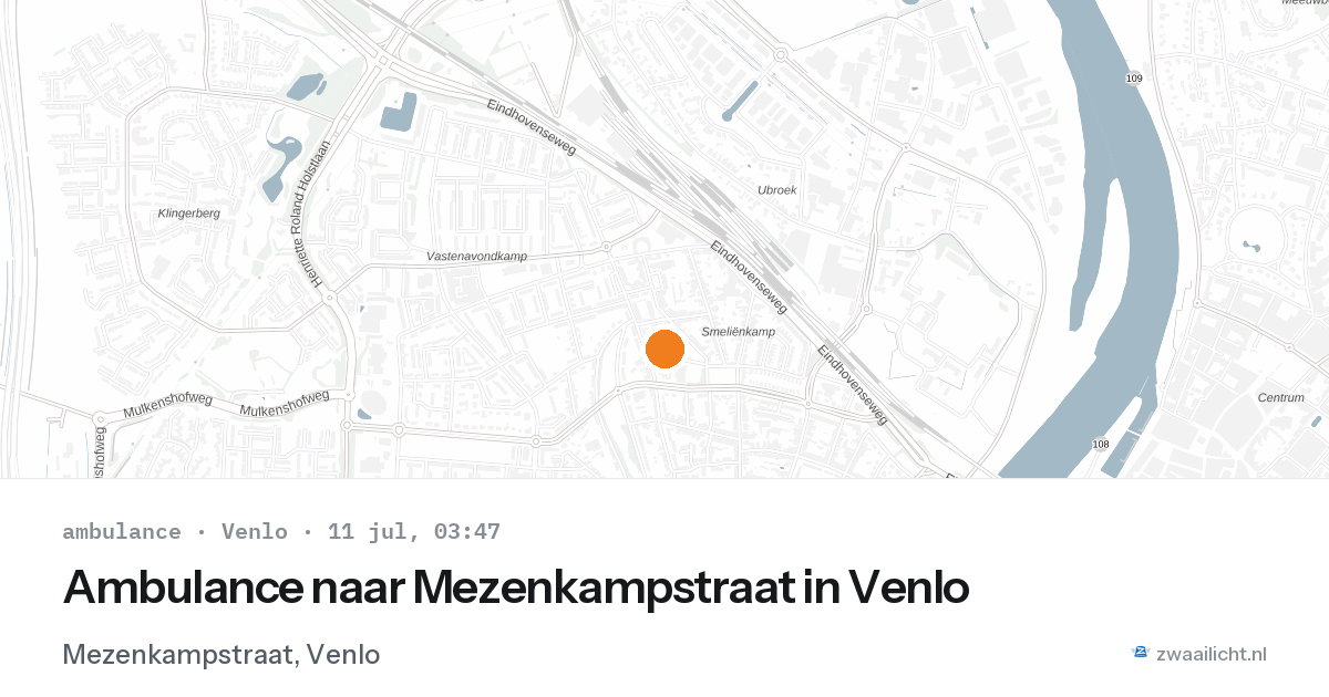 Ambulance naar Mezenkampstraat in Venlo — 11 jul 2026
