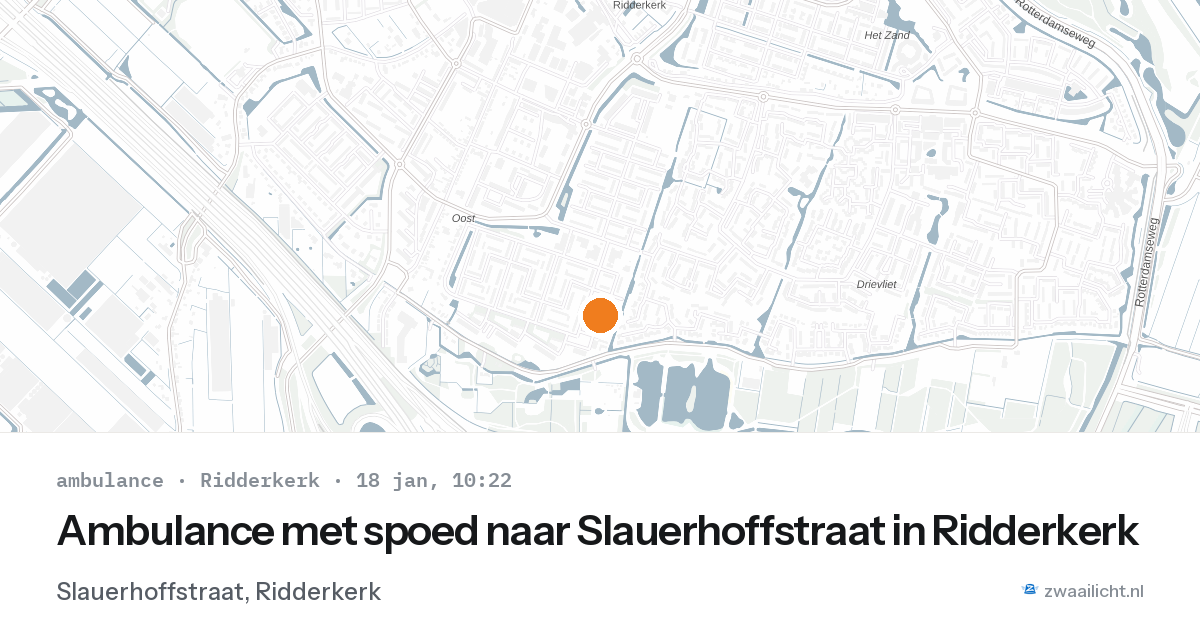 Ambulance met spoed naar Slauerhoffstraat in Ridderkerk — 18 jan 2026