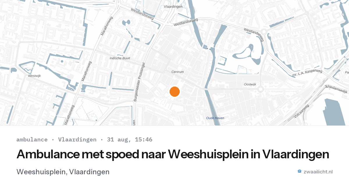 Ambulance met spoed naar Weeshuisplein in Vlaardingen — 31 aug 2026