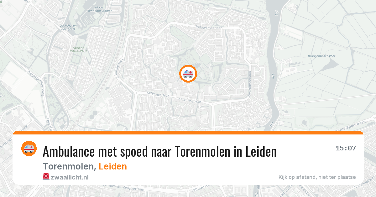 Ambulance met spoed naar Torenmolen in Leiden — 22 jun 2026