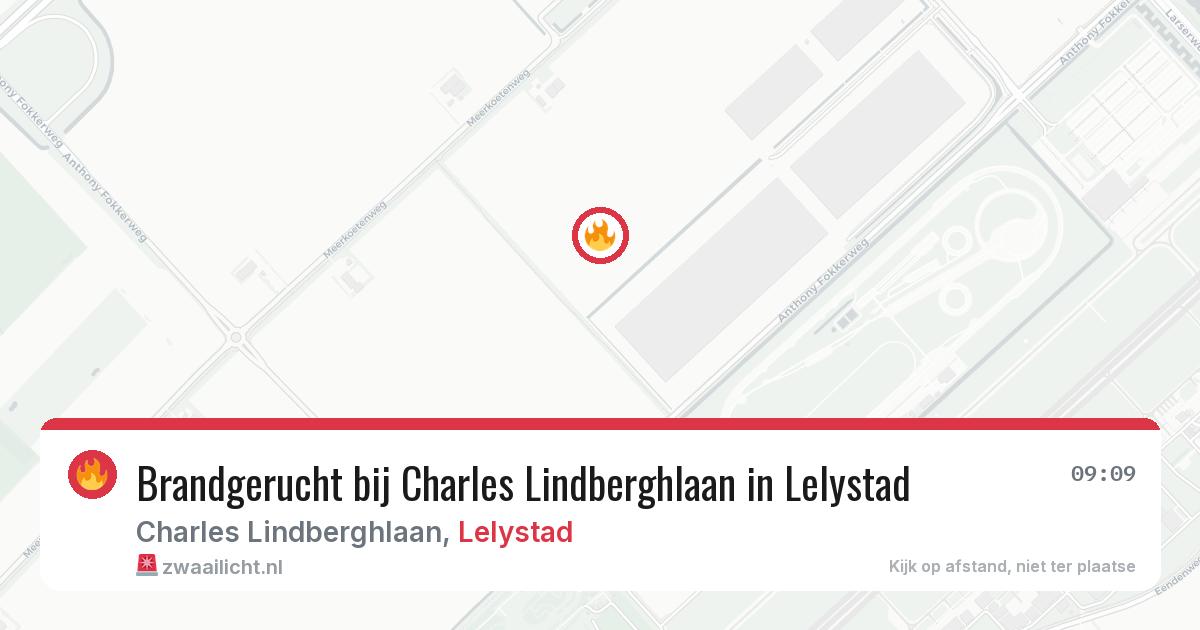 Brandgerucht bij Charles Lindberghlaan in Lelystad — 8 jun 2026
