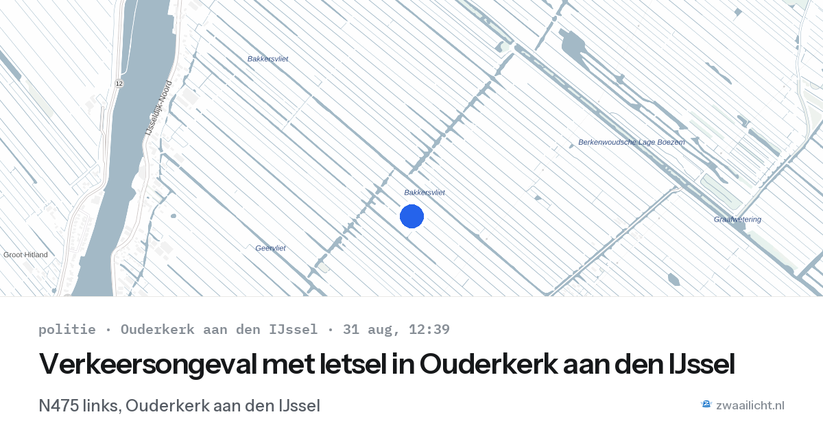 Verkeersongeval met letsel in Ouderkerk aan den IJssel — 31 aug 2026