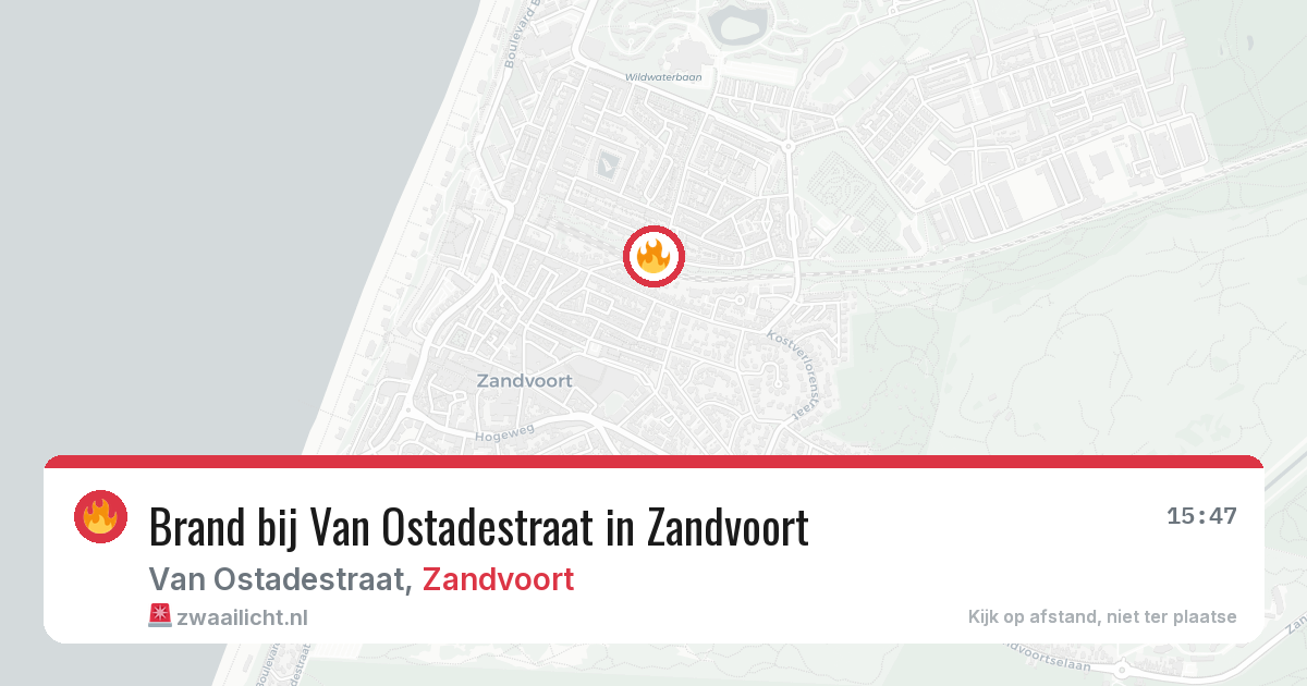 Brand bij Van Ostadestraat in Zandvoort — 17 jun 2026
