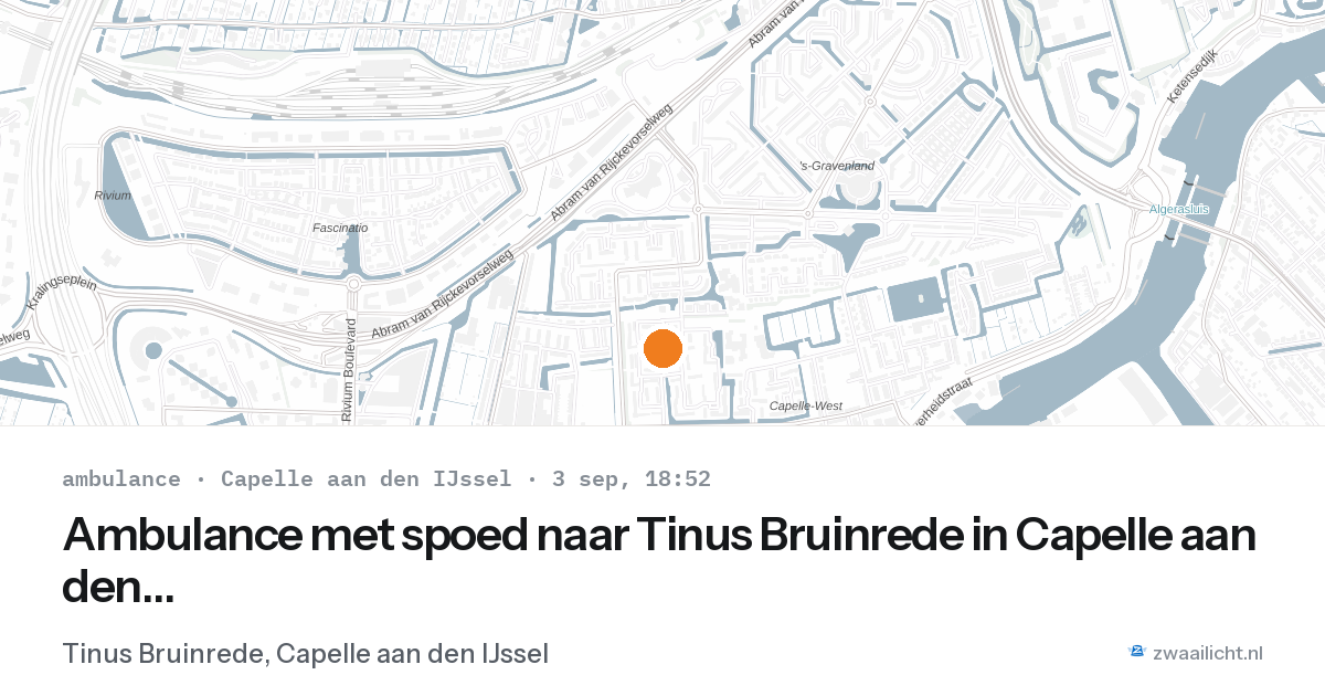 Ambulance met spoed naar Tinus Bruinrede in Capelle aan den IJssel — 3 sep 2026