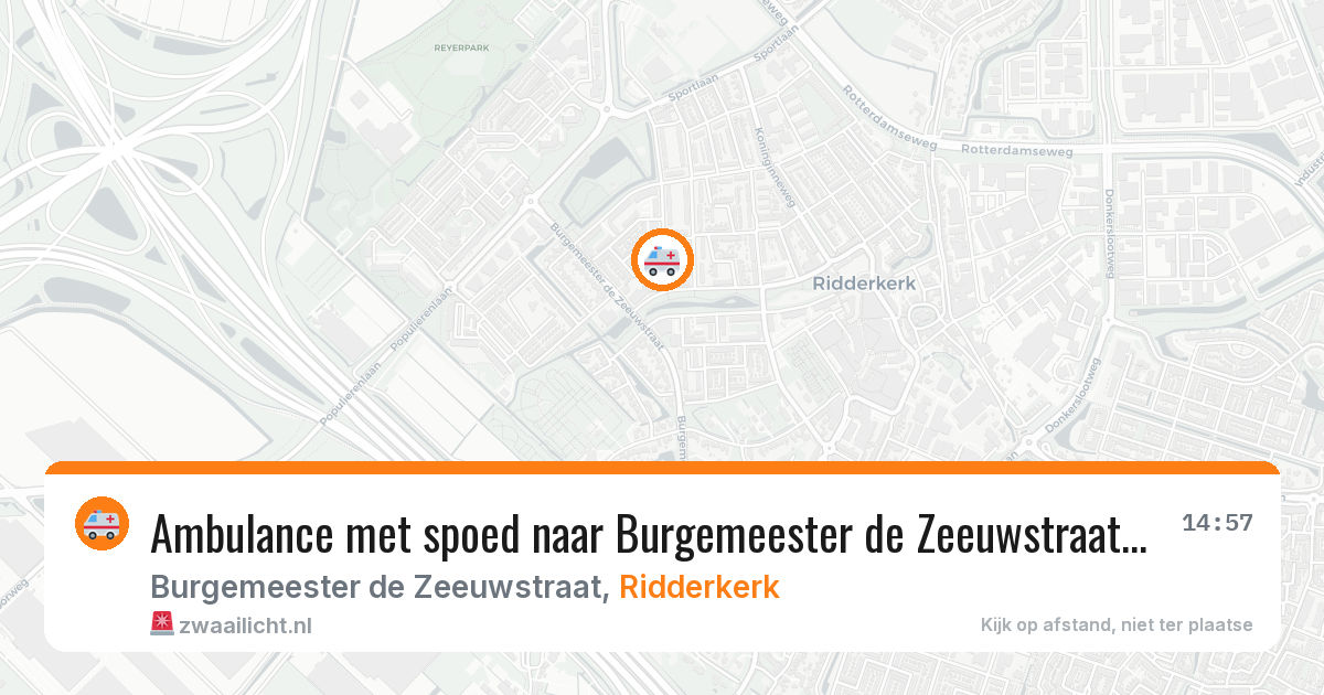 Ambulance met spoed naar Burgemeester de Zeeuwstraat in Ridderkerk — 18 mei 2026