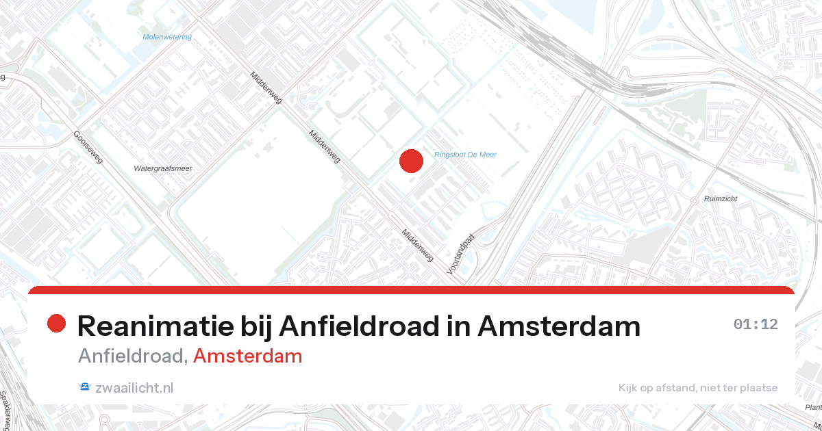 Reanimatie bij Anfieldroad in Amsterdam — 20 jun 2026