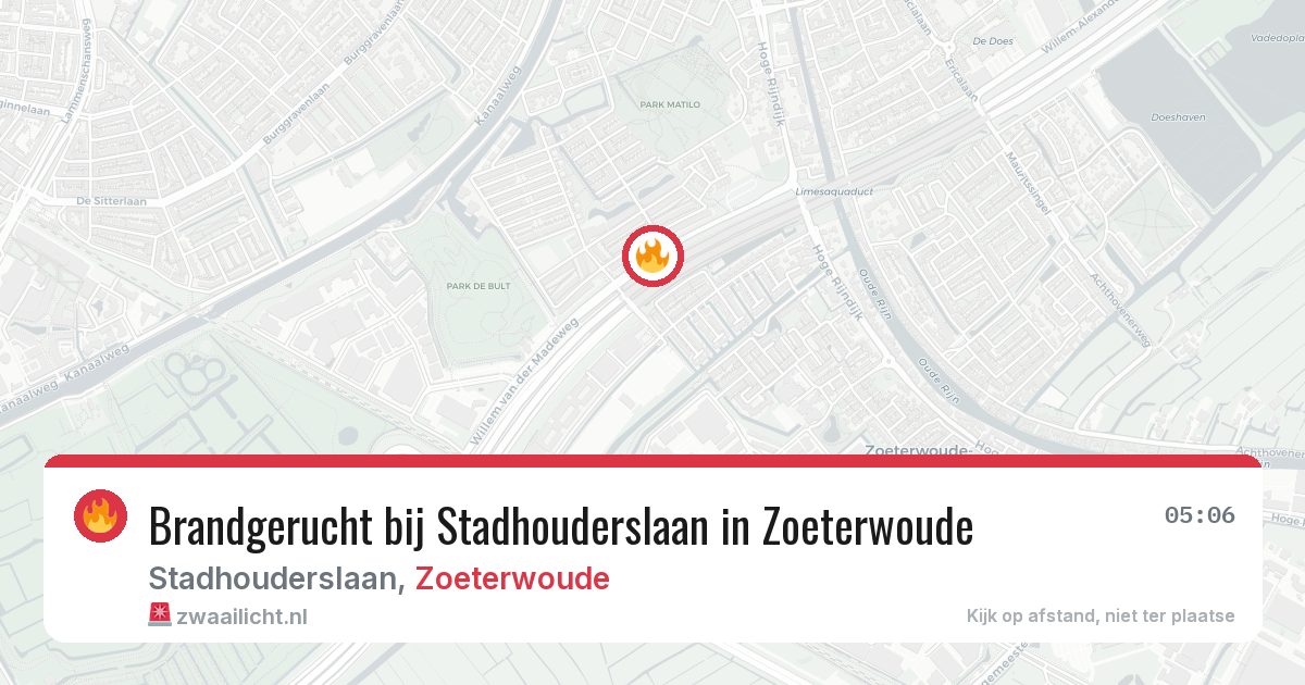 Brandgerucht bij Stadhouderslaan in Zoeterwoude — 14 aug 2026