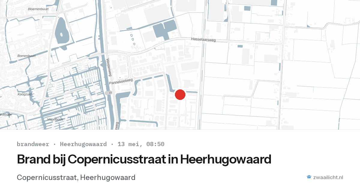 Brand bij Copernicusstraat in Heerhugowaard — 13 mei 2026
