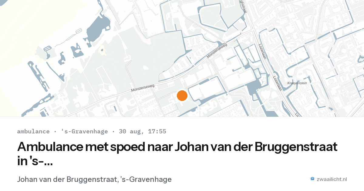 Ambulance met spoed naar Johan van der Bruggenstraat in 's-Gravenhage — 30 aug 2026