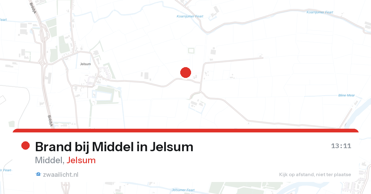 Brand bij Middel in Jelsum — 27 aug 2026
