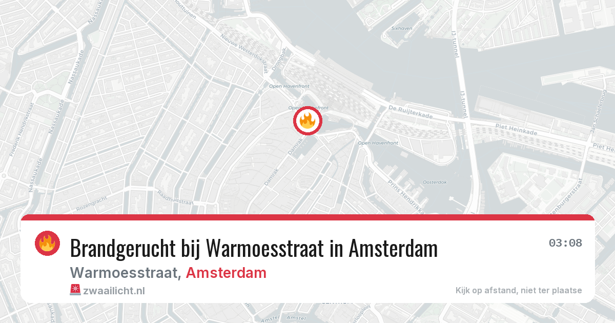 Brandgerucht bij Warmoesstraat in Amsterdam — 5 aug 2026
