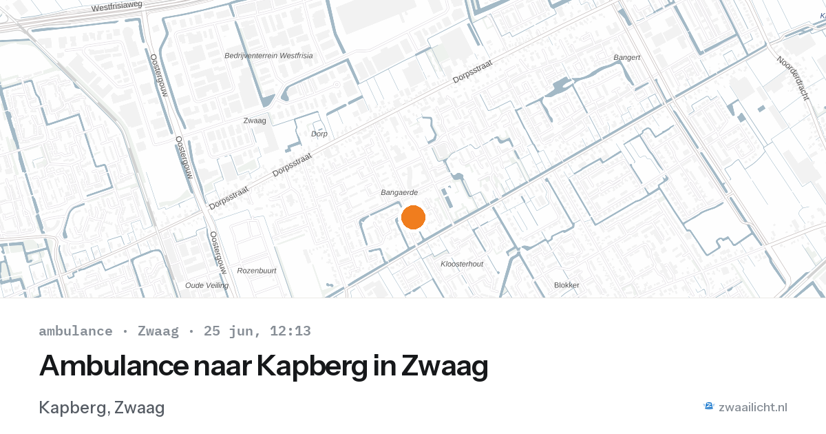 Ambulance naar Kapberg in Zwaag — 25 jun 2026