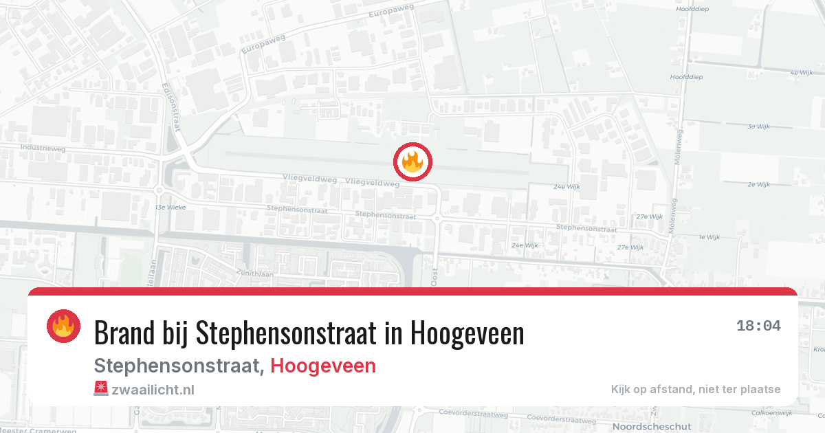 Brand bij Stephensonstraat in Hoogeveen — 24 jul 2026