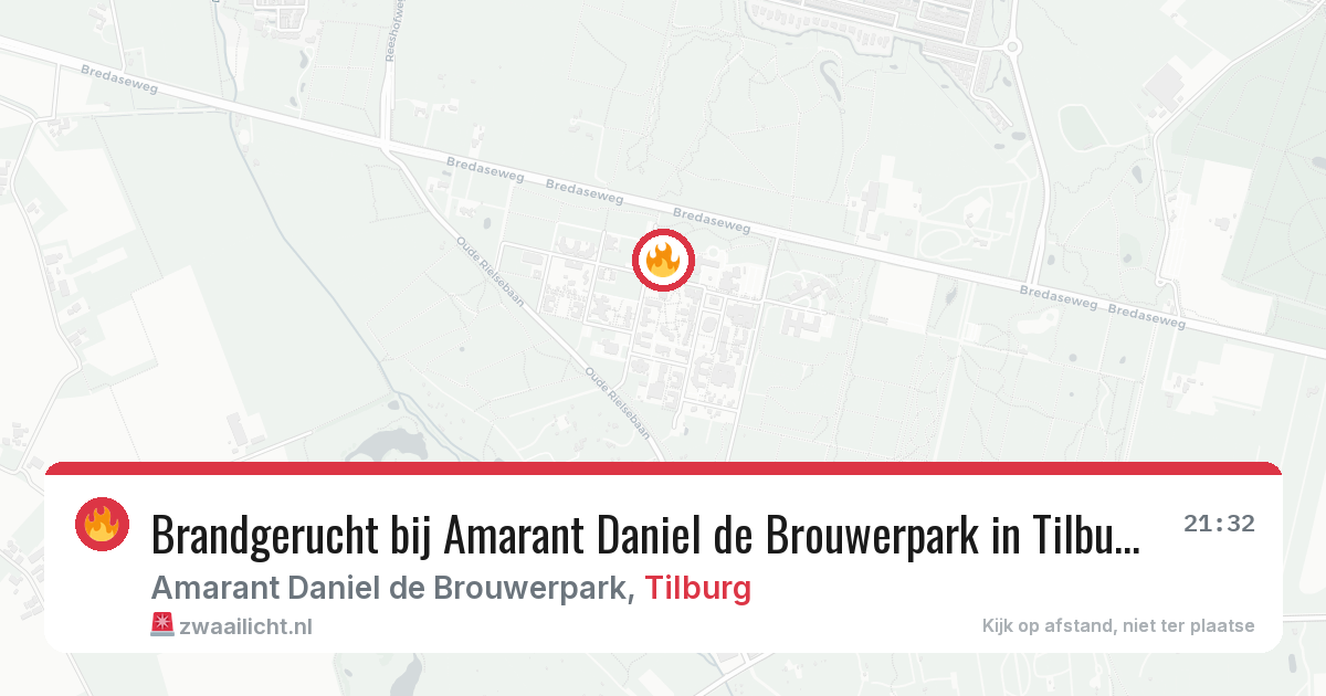 Brandgerucht bij Amarant Daniel de Brouwerpark in Tilburg — 29 jul 2026
