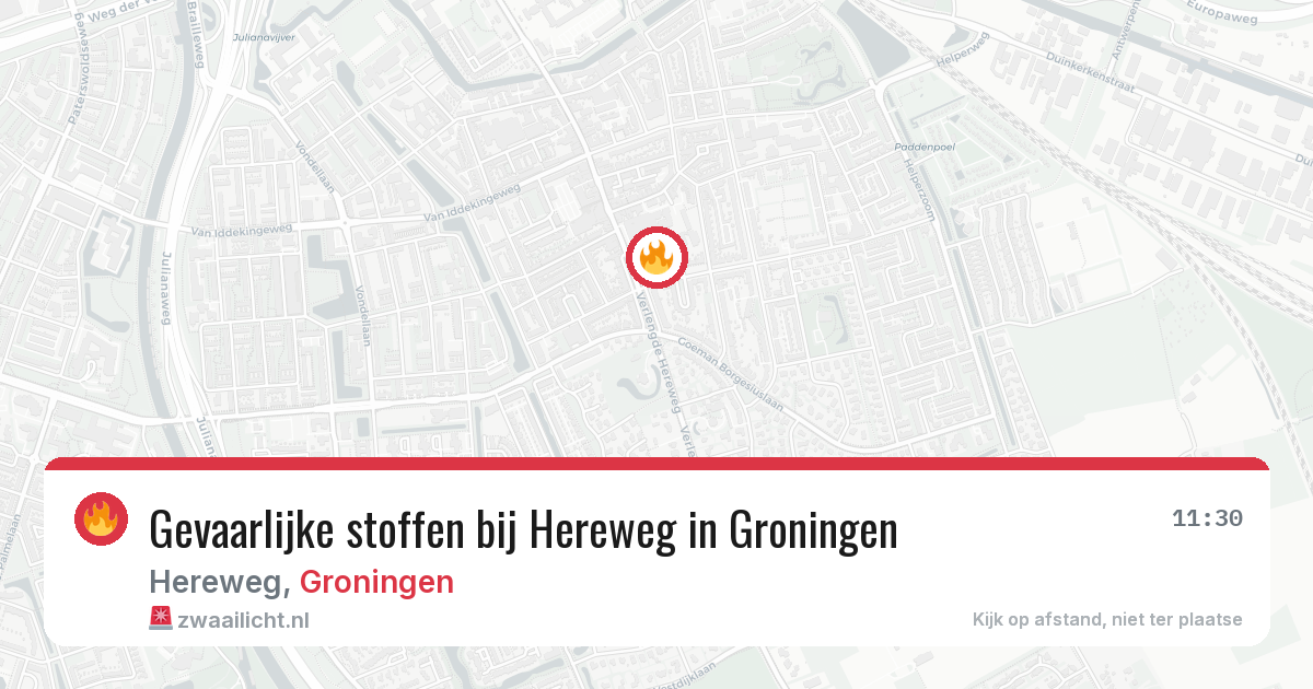 Gevaarlijke stoffen bij Hereweg in Groningen — 26 mrt 2026