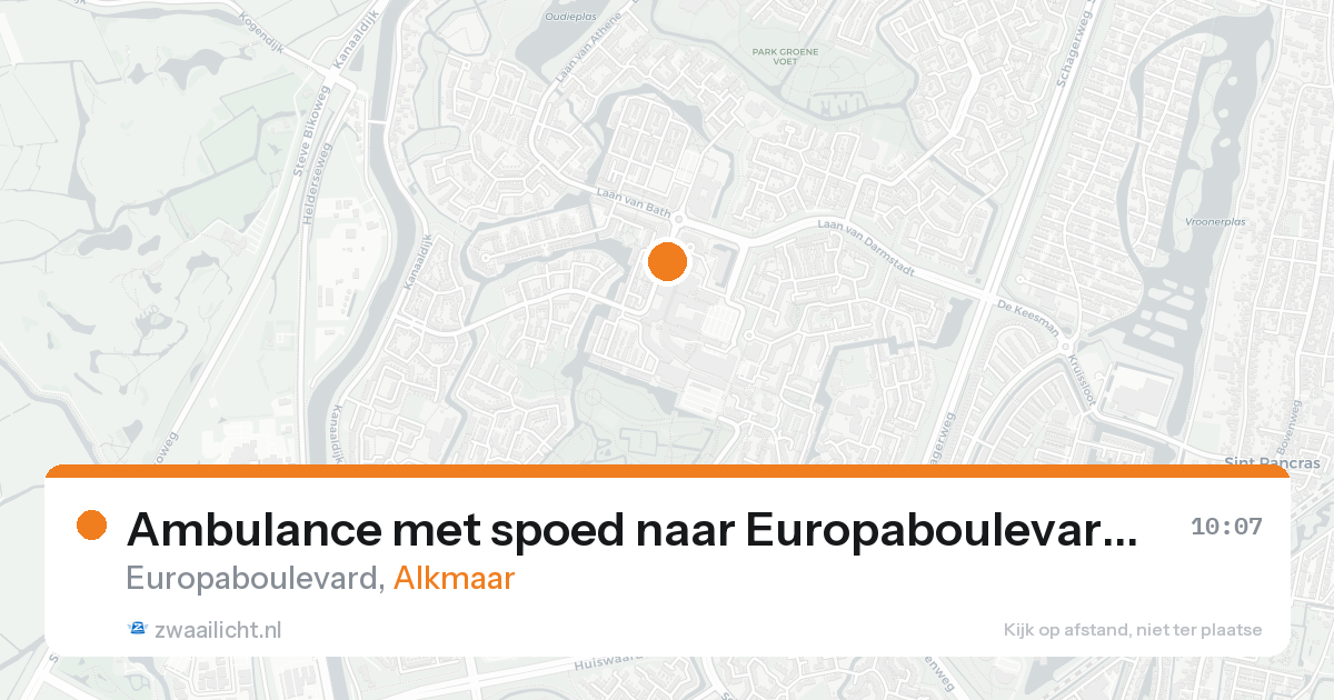 Ambulance met spoed naar Europaboulevard in Alkmaar — 16 aug 2026
