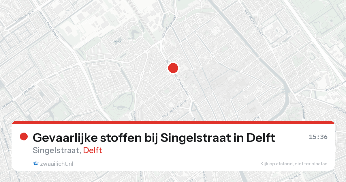 Gevaarlijke stoffen bij Singelstraat in Delft — 22 aug 2026