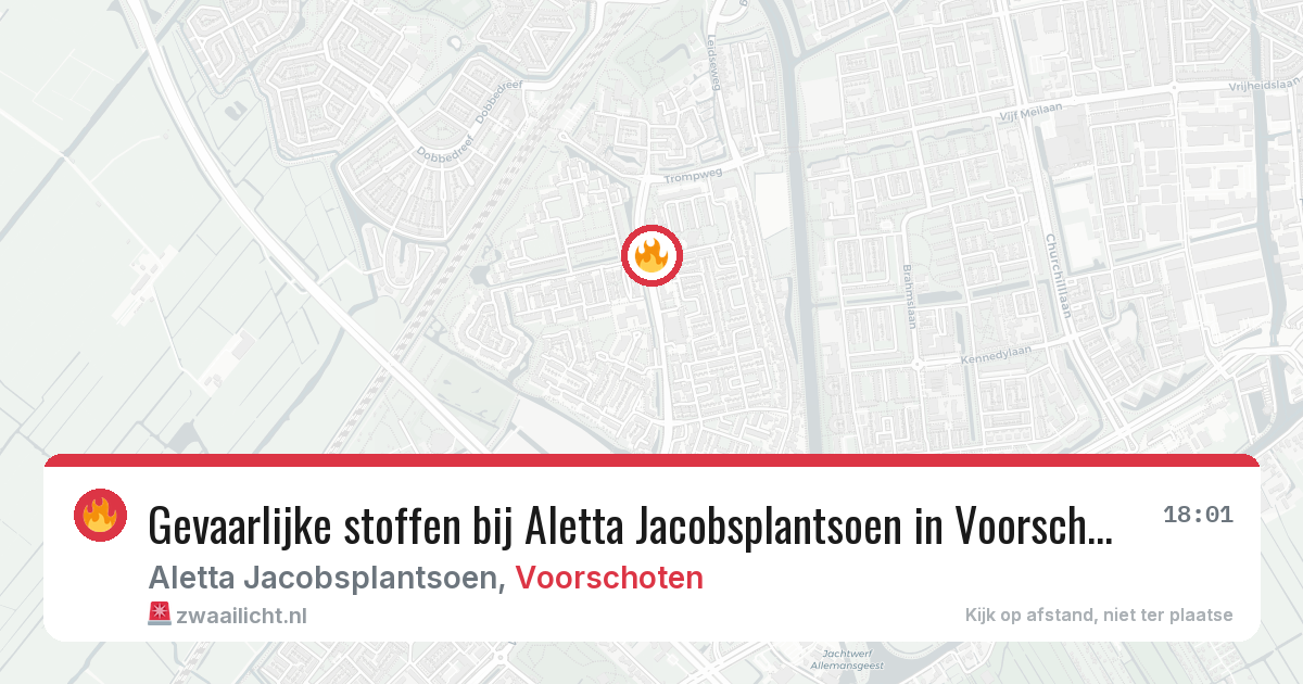 Gevaarlijke stoffen bij Aletta Jacobsplantsoen in Voorschoten — 29 jun 2026