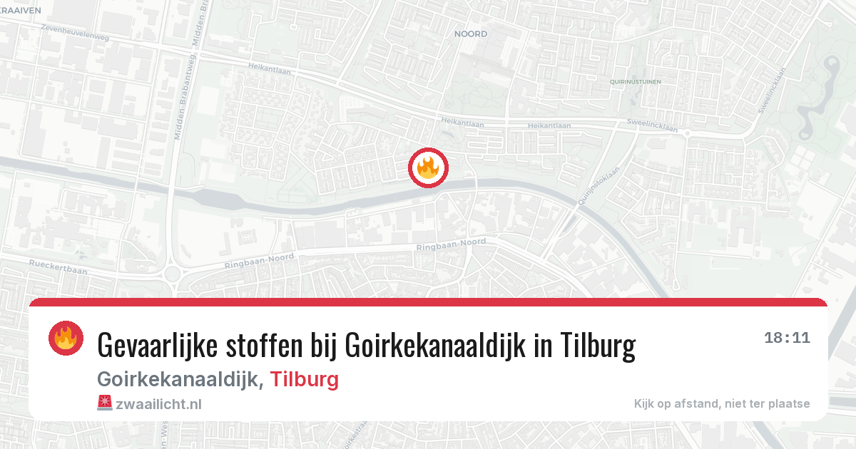 Gevaarlijke stoffen bij Goirkekanaaldijk in Tilburg — 9 jul 2026