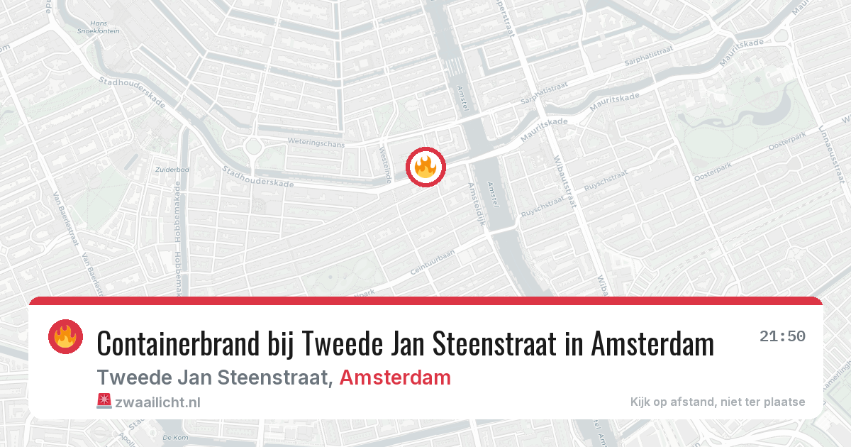 Containerbrand bij Tweede Jan Steenstraat in Amsterdam — 12 aug 2026