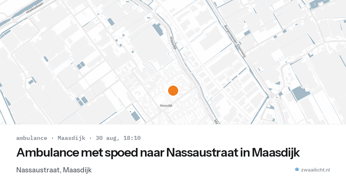 Ambulance met spoed naar Nassaustraat in Maasdijk — 30 aug 2026