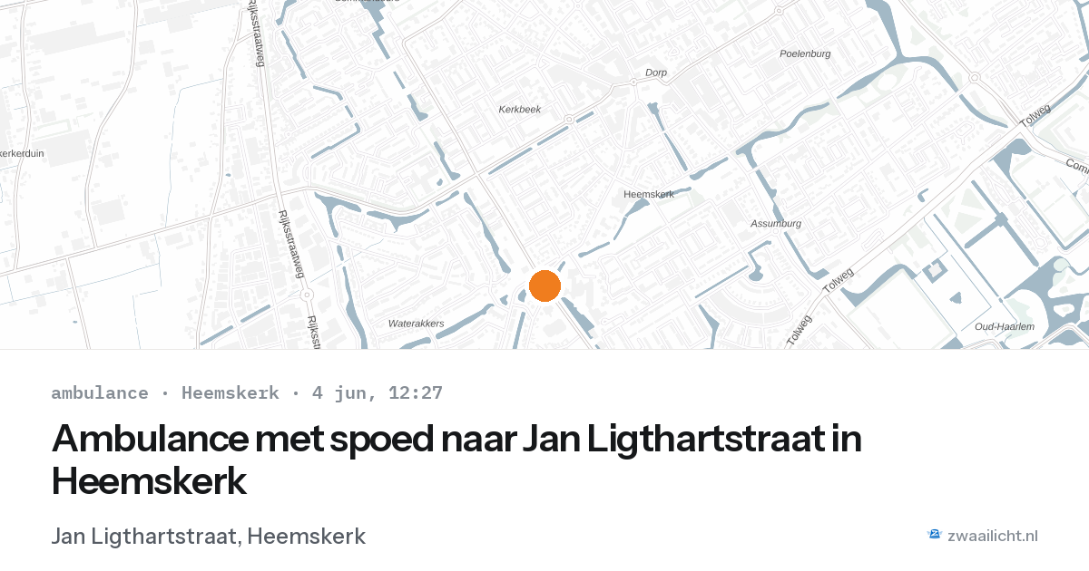 Ambulance met spoed naar Jan Ligthartstraat in Heemskerk — 4 jun 2026
