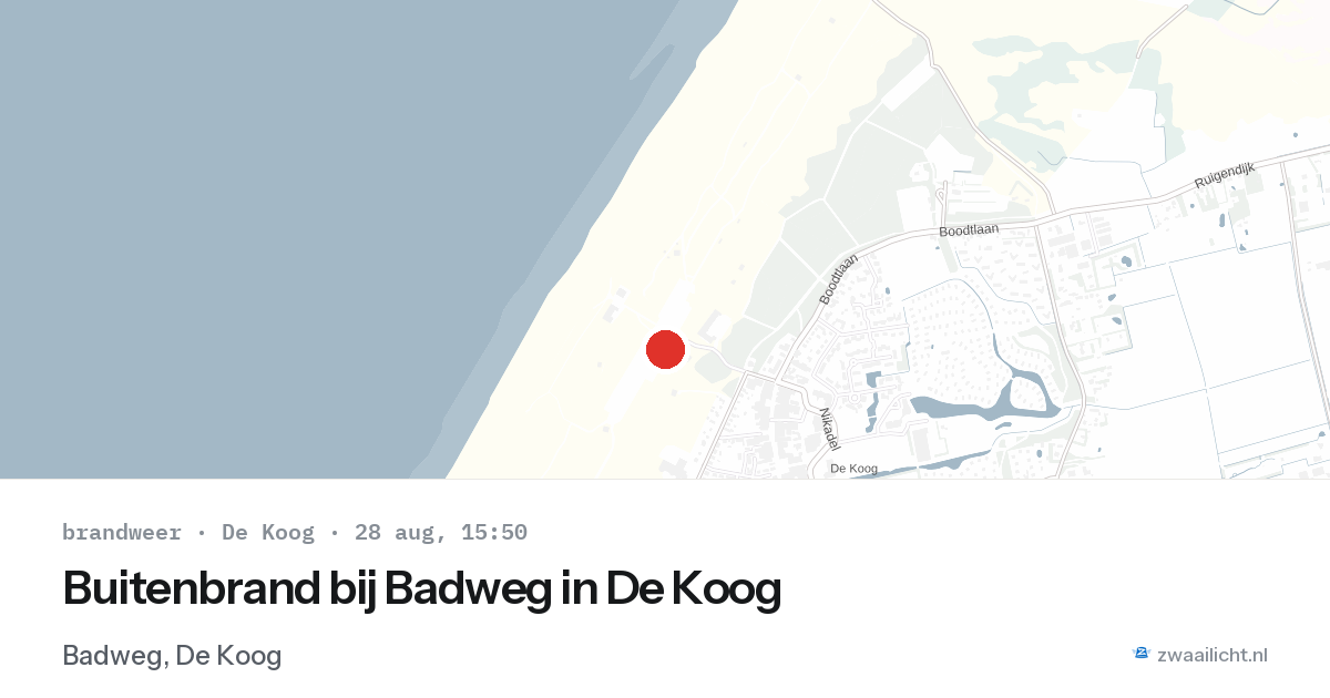 Buitenbrand bij Badweg in De Koog — 28 aug 2026