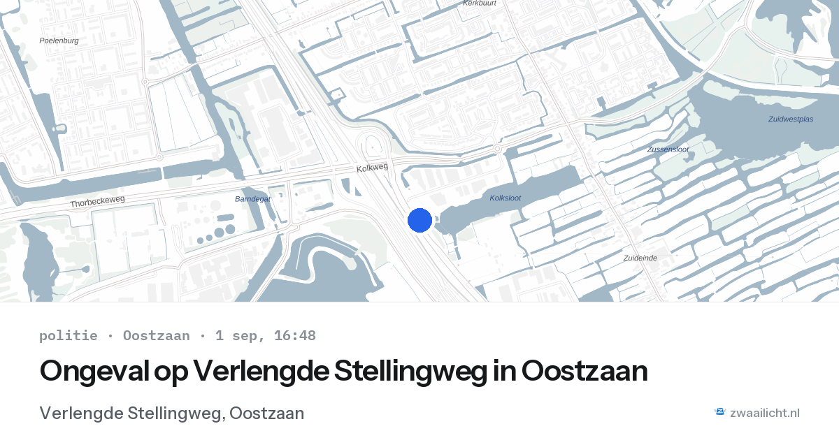 Ongeval op Verlengde Stellingweg in Oostzaan — 1 sep 2026