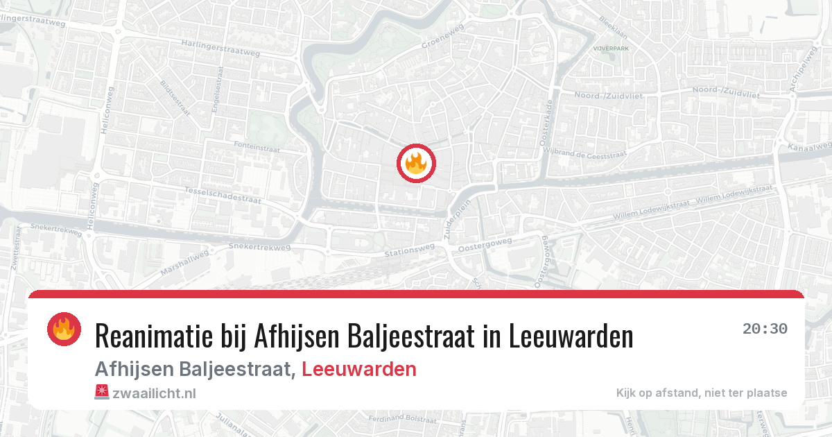 Reanimatie bij Afhijsen Baljeestraat in Leeuwarden — 27 mrt 2026