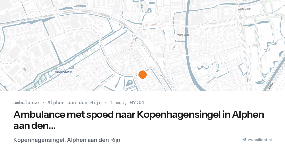 Ambulance met spoed naar Kopenhagensingel in Alphen aan den Rijn — 1 mei 2026