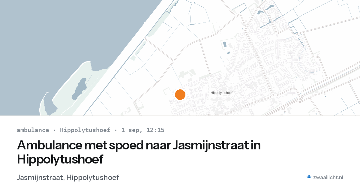 Ambulance met spoed naar Jasmijnstraat in Hippolytushoef — 1 sep 2026