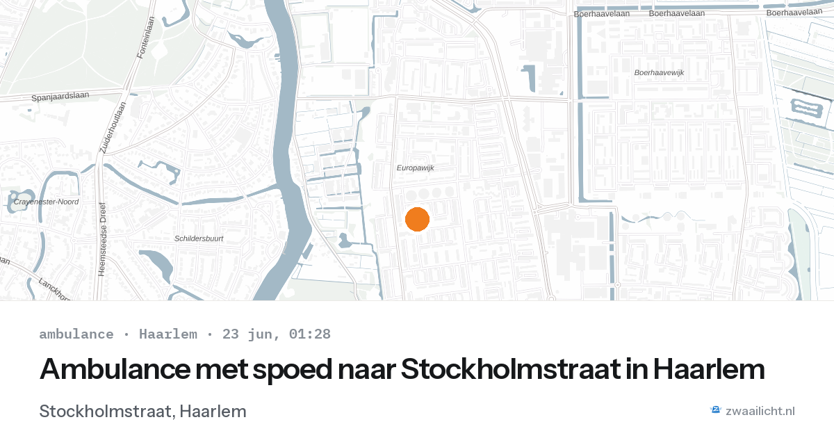 Ambulance met spoed naar Stockholmstraat in Haarlem — 22 jun 2026