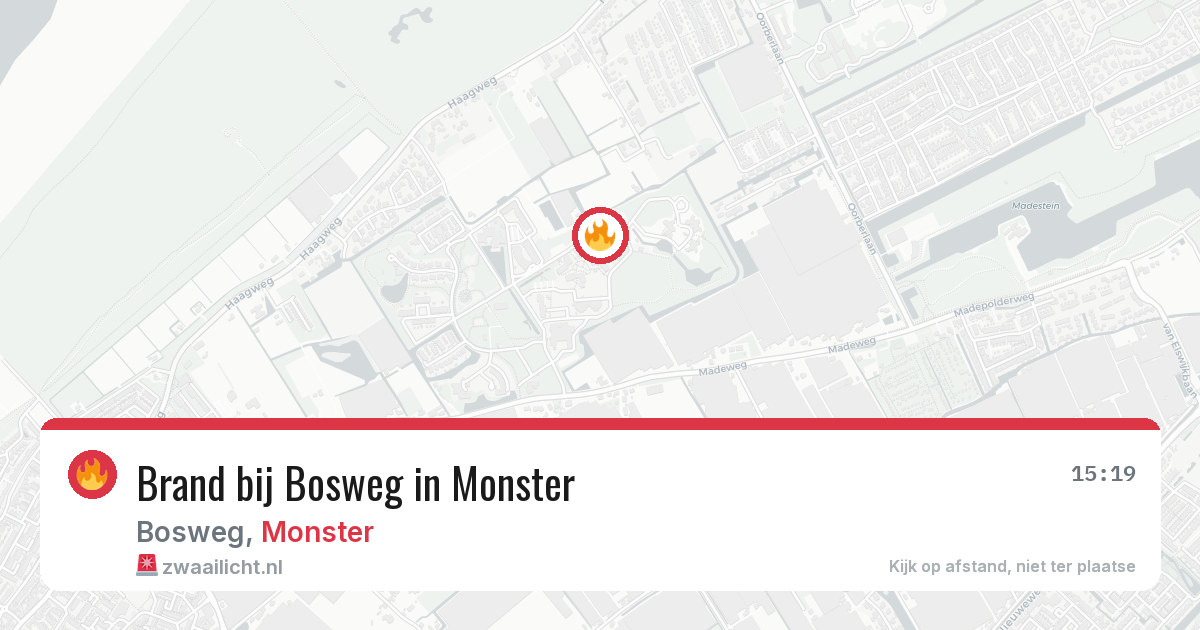 Brand bij Bosweg in Monster — 9 aug 2026
