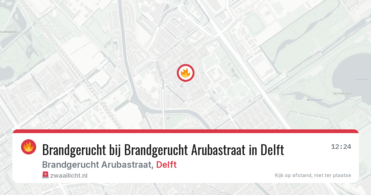 Brandgerucht bij Brandgerucht Arubastraat in Delft — 8 feb 2026