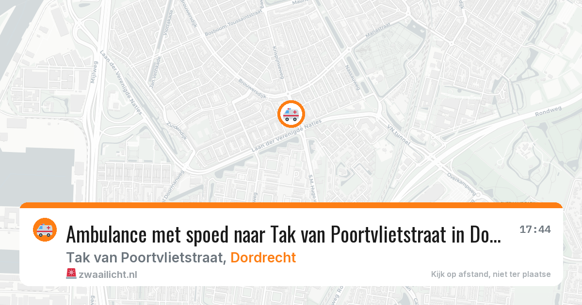 Ambulance met spoed naar Tak van Poortvlietstraat in Dordrecht — 6 mei 2026