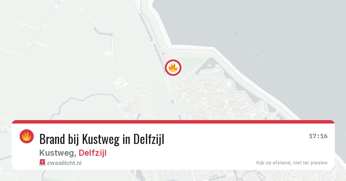 Brand bij Kustweg in Delfzijl — 17 jun 2026