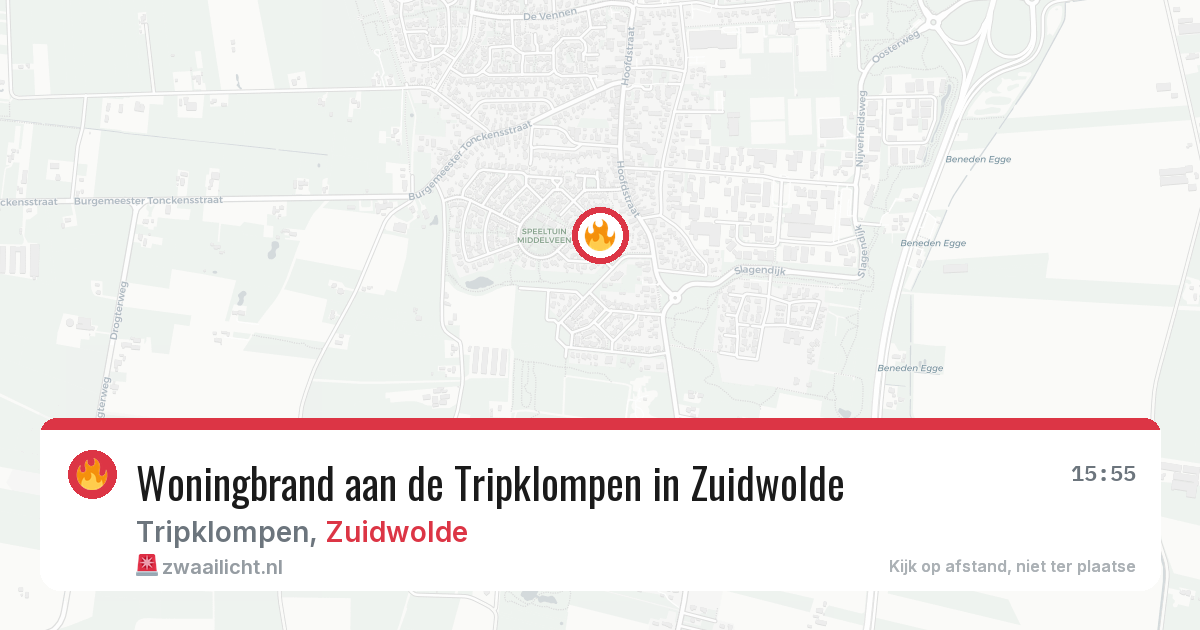 Woningbrand aan de Tripklompen in Zuidwolde — 10 jul 2026