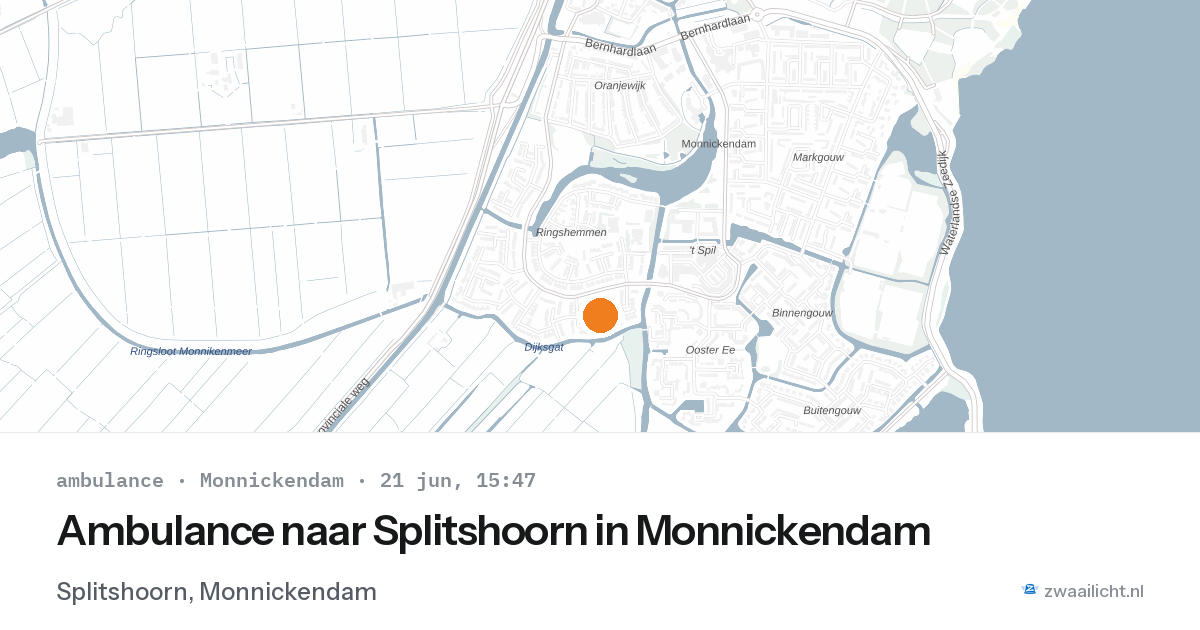 Ambulance naar Splitshoorn in Monnickendam — 21 jun 2026