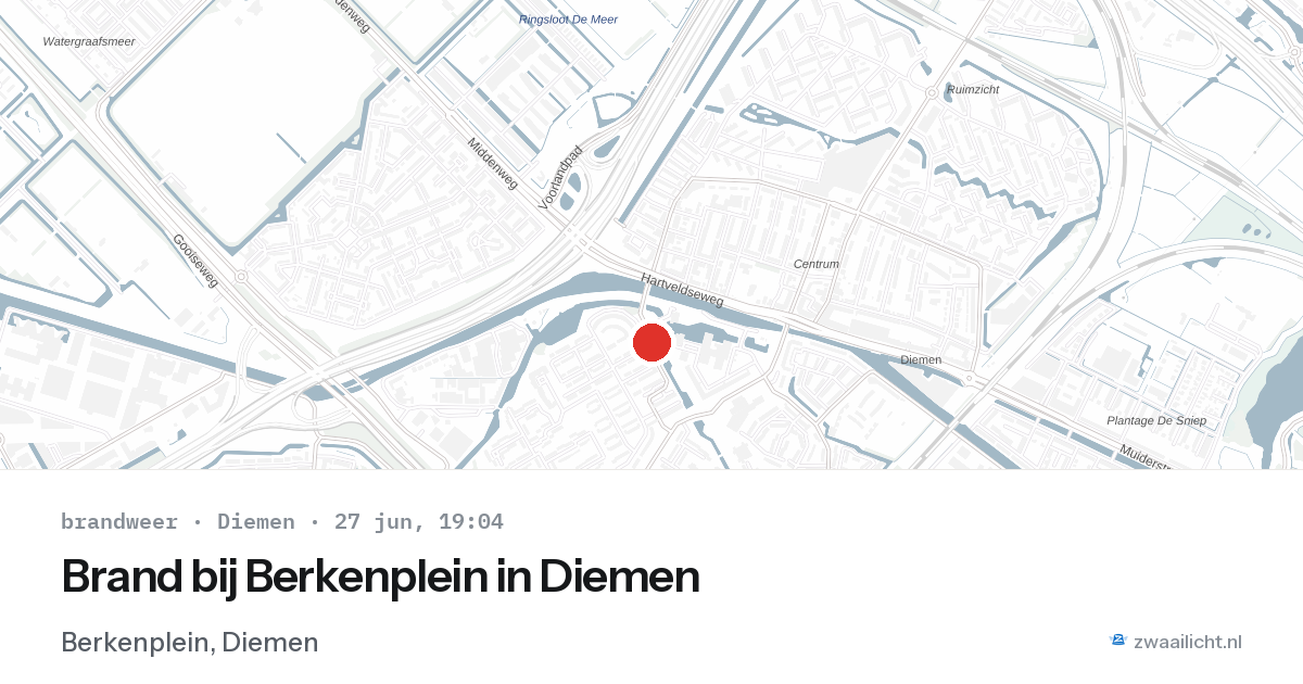 Brand bij Berkenplein in Diemen — 27 jun 2026